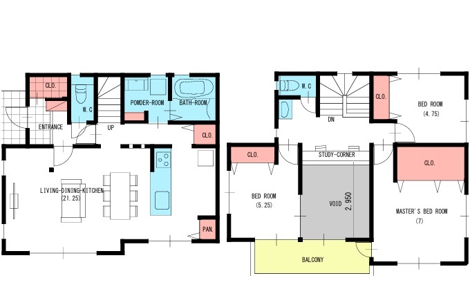 30坪２階建て間取図