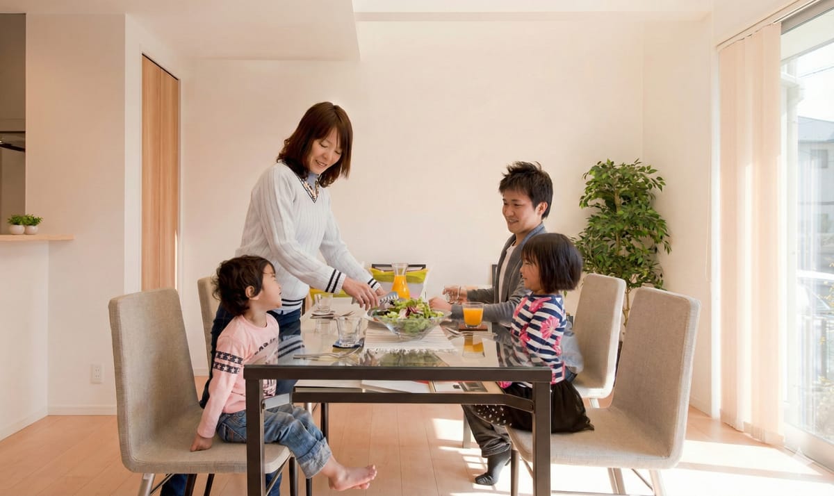 家族で食事を楽しむ風景